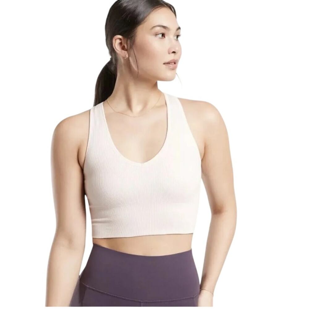 Athleta Aurora Seamless Crop Rib Tank XS – Light Pink, NWT